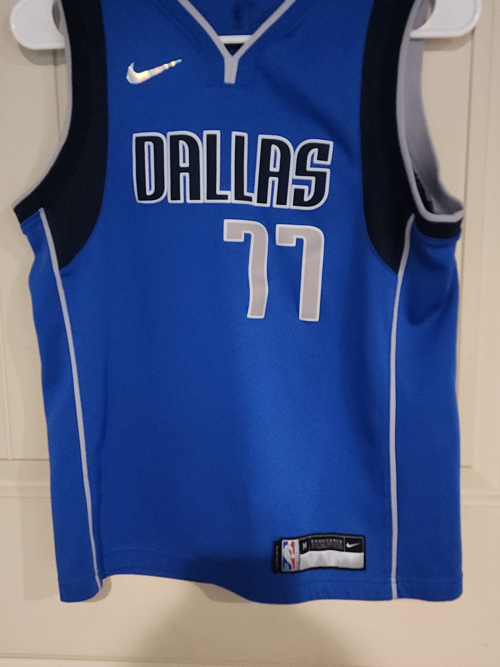 Nike Dallas Blue #77 Basketball Jersey with Black and White Trim